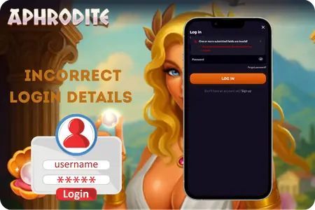 Aphrodite Casino corrected password